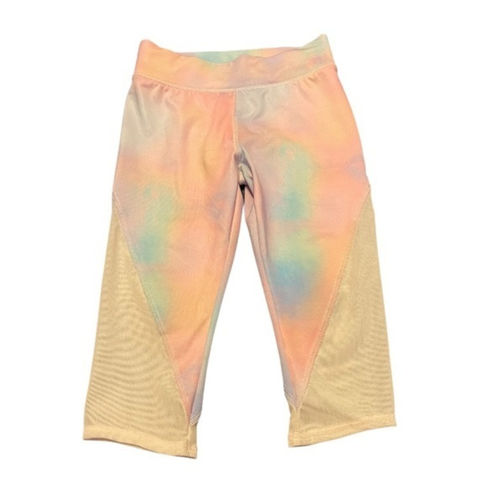 More than Magic S(6/6X) pink tie dye mesh insert Capri athletic stretch pants